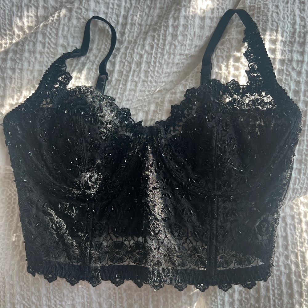 Bebe Small Beaded Black Bustier